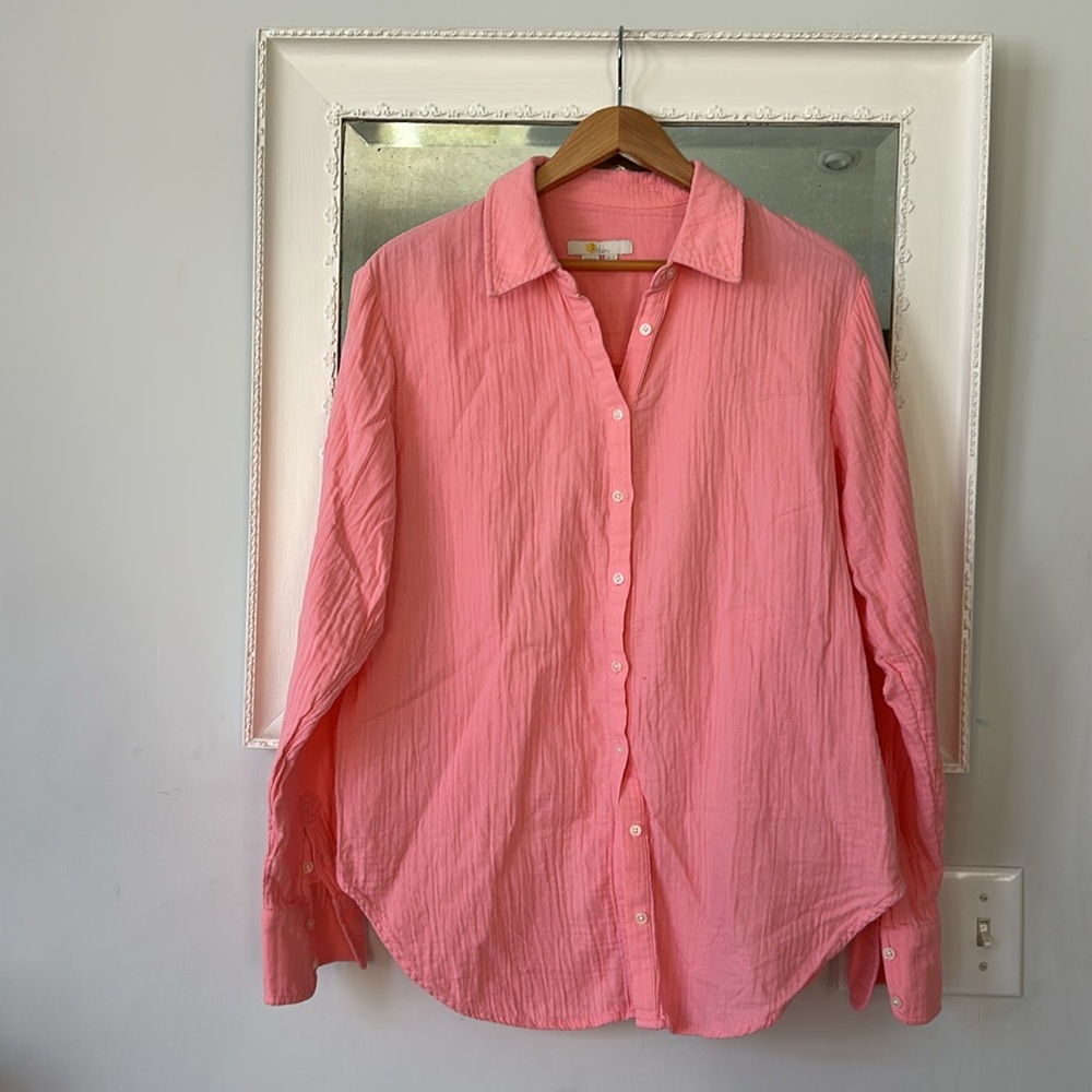 Boden Cotton Texture Shirt in Pink - Picture 2 of 10